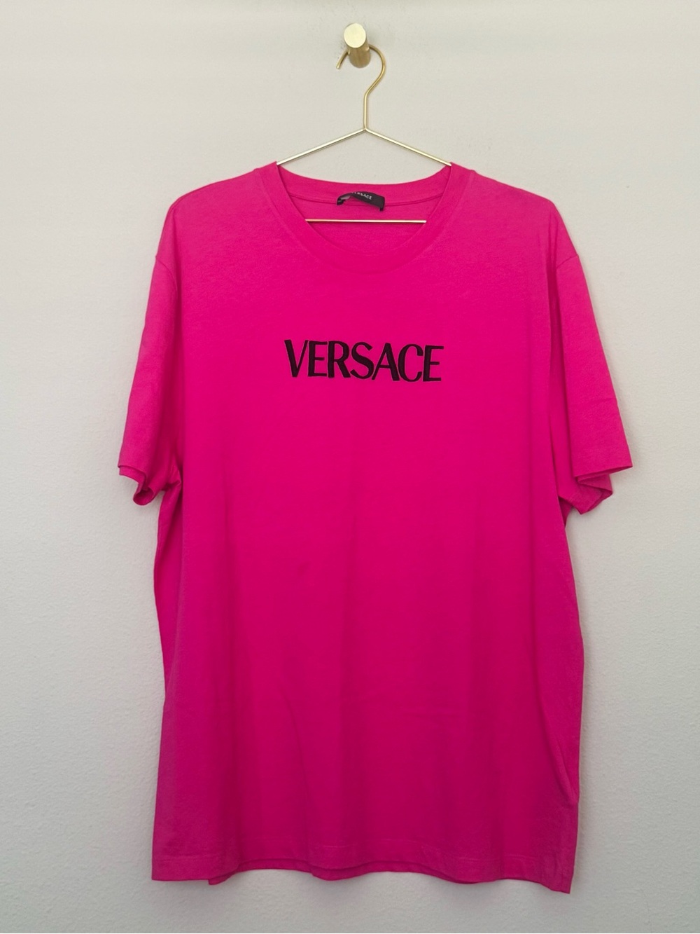 Versace Hot Pink Crewneck Logo T-Shirt